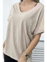 Bavlnená blúzka s vreckami béžová Bavlnená blúzka s vreckami béžová