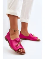 Zazoo 2660 Skórzane Baleriny Damskie Fuksja