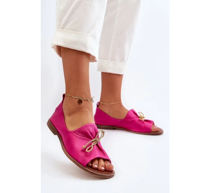 Zazoo 2660 Skórzane Baleriny Damskie Fuksja