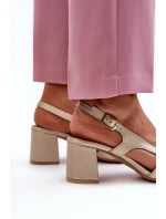 Kožené sandály na podpatku model 21659451 Zlaté - Maciejka