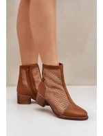Síťované Dámské Boty Na Podpatku Hnědé model 21683781 - Boto Síťované Dámské Boty Na Podpatku Hnědé model 21683781 - Boto