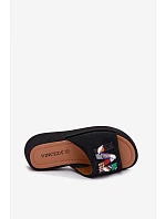 Kožené Semišové Dámské Pantofle s Ozdobou na Platformě Vinceza 66942 Černé