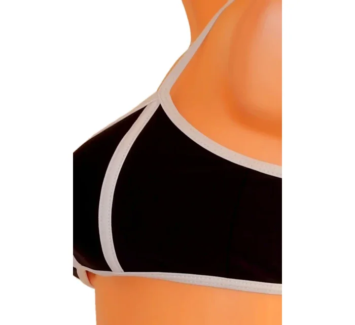 Dámske plavky dvojdielne sexi bikiny Sultry polstrované košíčky zdobené bielymi lemami čierne - Čierna - OEM