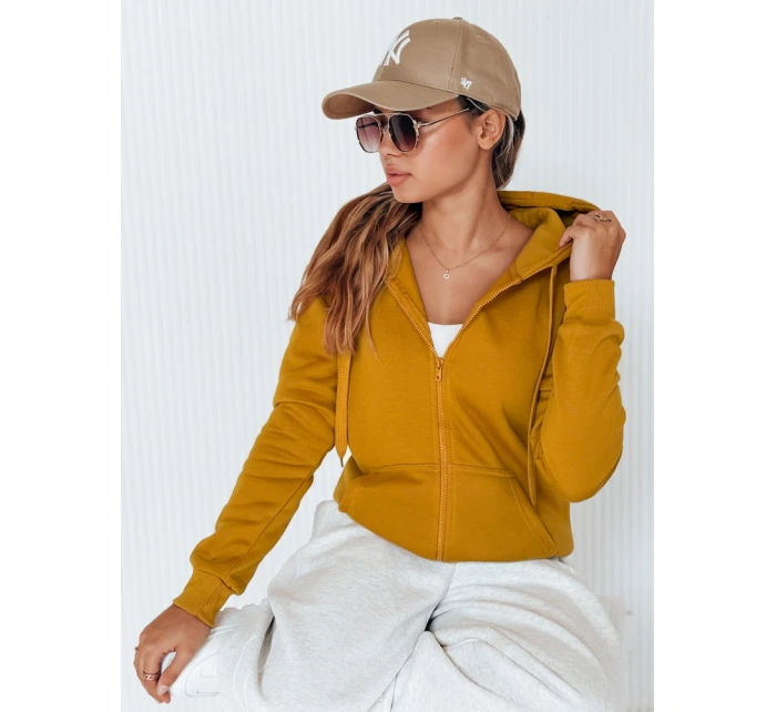 Dámska mikina s kapucňou na zips camel BY0227