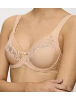Dámska moderná čipkovaná+bavlnená podprsenka W02 - BROWN - svetlo béžová 00EP - TRIUMPH