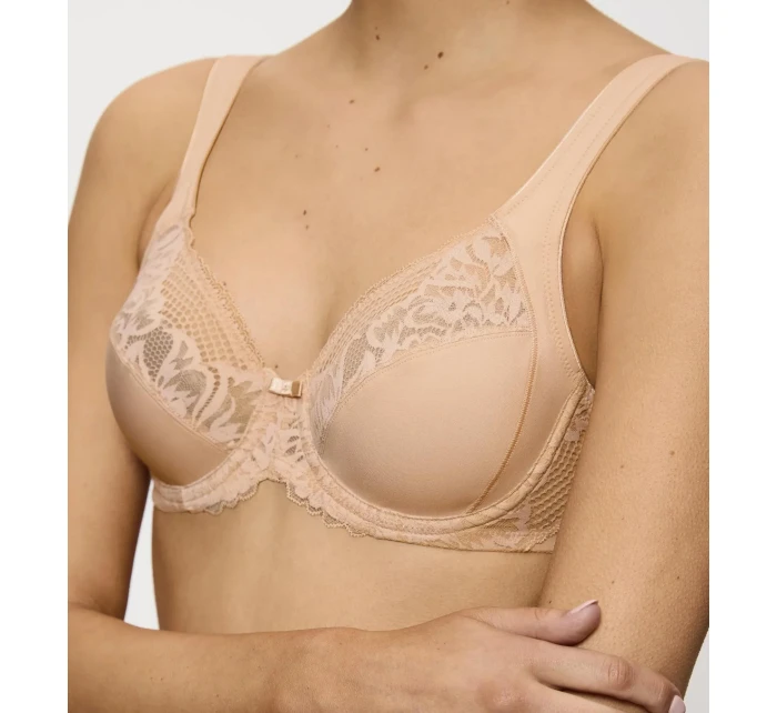 Dámska moderná čipkovaná+bavlnená podprsenka W02 - BROWN - svetlo béžová 00EP - TRIUMPH