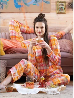 Pyžamo Key LNS 473 B24 Flanelové dlhé/r S-XL otvoriteľné