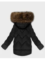 Dámska zimná páperová bunda s veľkou kapucňou čierna (KK60588)