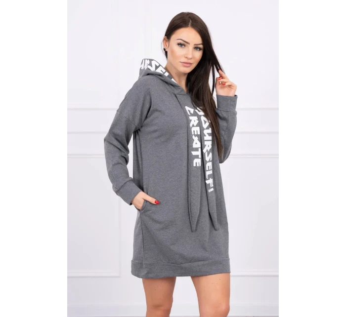 Oversize šaty s kapucňou v grafitovej farbe
