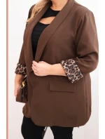 Dámská bunda Plus Size s podšívkou v leopardím vzoru hnědá