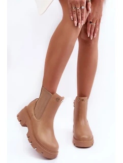 Dámské kožené botky se zdobením Bežové model 21633828 - Boto