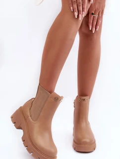 Dámské kožené botky se zdobením Bežové model 21633828 - Boto