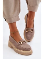 Zazoo 3429 Zamszowe Mokasyny Damskie Z Ozdobą Cappuccino