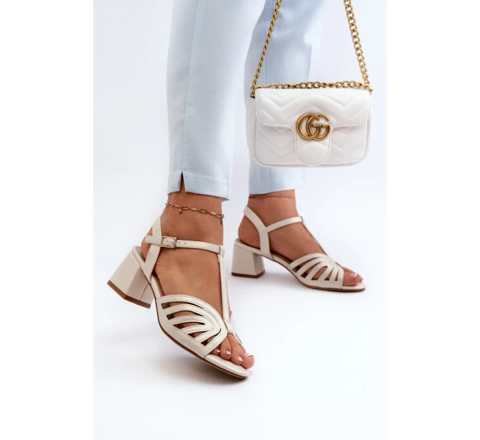 Damskie Sandały Na Obcasie Sergio Leone SK880 Perłowe