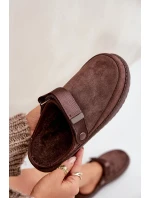 Zateplené dámské pantofle na platformě čokoládové model 21680700 - Boto
