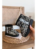 Dziecięce Śniegowce Botki Ocieplane Z Cekinami Czarno-Srebrne Rebbica