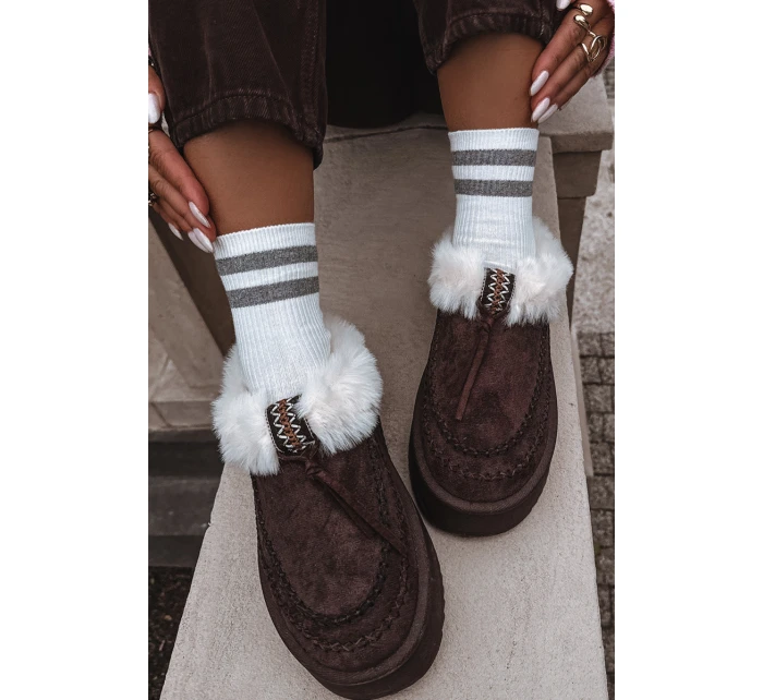 Śniegowce Damskie Z Futerkiem Na Platformie Czekoladowe Rosmira Śniegowce Damskie Z Futerkiem Na Platformie Czekoladowe Rosmira