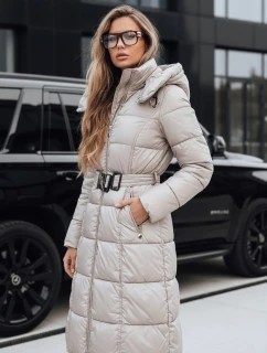 Dámska prešívaná zimná bunda s kapucňou FashionStreet béžová TY5490