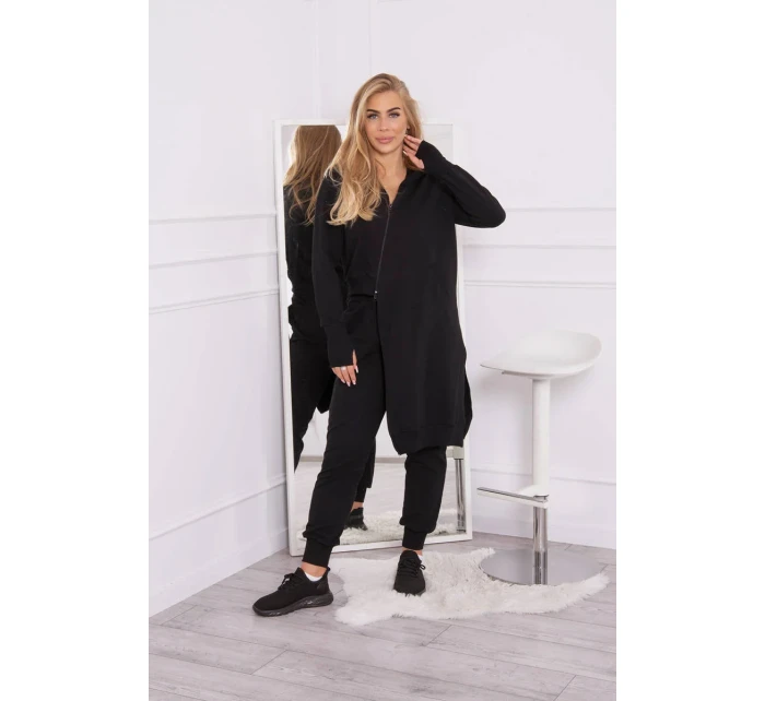 Souprava mikiny s delší model 18749182 černá - K-Fashion