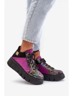 Skórzane Sneakersy Na Platformie Maciejka 06767-15 Fuksja