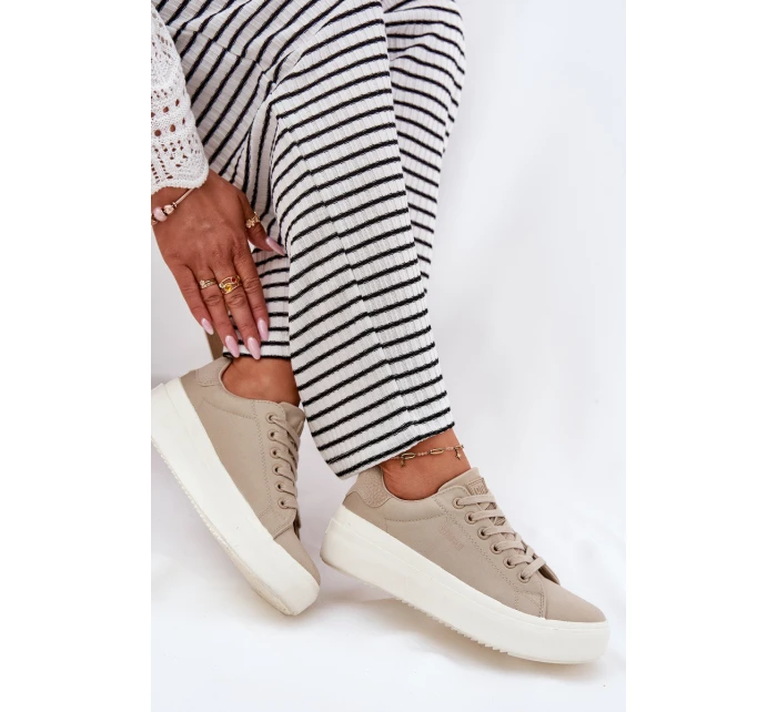 Materiałowe Trampki Damskie Na Platformie Big Star RR274465 Beżowe Materiałowe Trampki Damskie Na Platformie Big Star RR274465 Beżowe