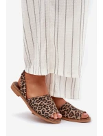 model 21697372 Kožené Nazouvací Sandály Leopardí - Zazoo