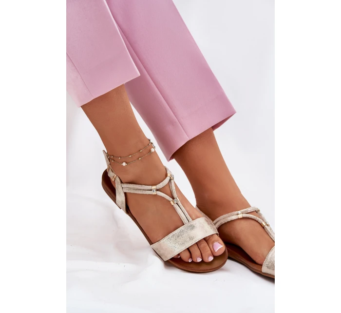Dámské Plné Sandály S Pásky model 21698276 Zlaté - S.Barski