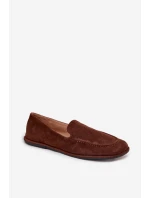 Dámské mokasíny z eko semiše rovné hnědé model 21710877 - Boto