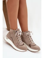 Dámské sportovní kotníkové boty na platformě z přírodního semiše model 21713308 béžové - Zazoo