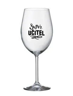 SUPER UČITEL - čirá sklenice na víno 350 ml