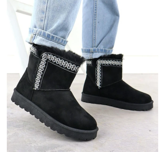 Dámske semišové snehové topánky čierne Potocki 06303