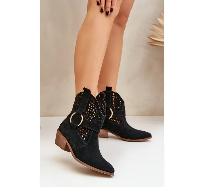 Semišové Kotníkové Boty S Na Podpatku Černé model 21682512 - Zazoo Semišové Kotníkové Boty S Na Podpatku Černé model 21682512 - Zazoo