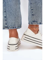 Dámské Kožené Tenisky Na Platformě model 21691395 Bílé - Goe