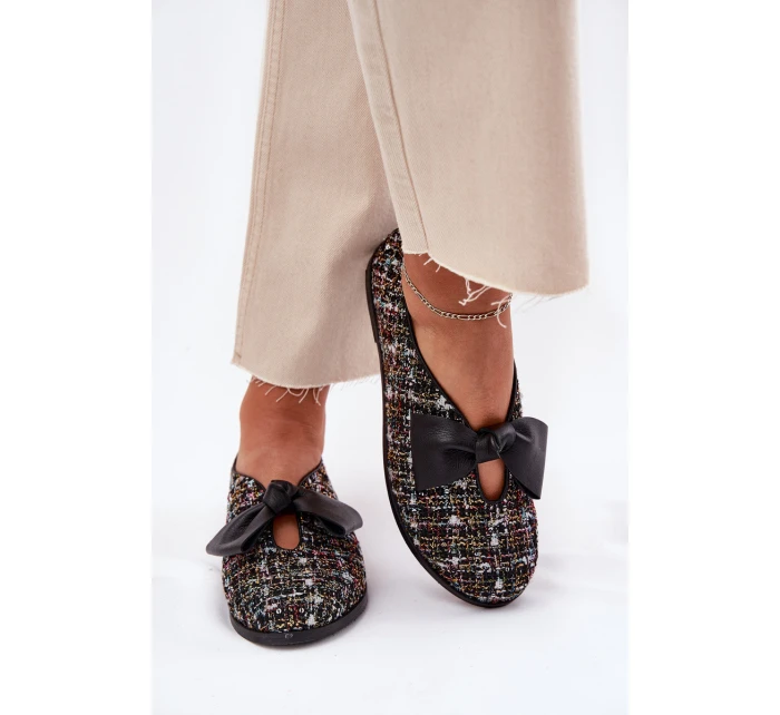 Skórzane Baleriny Z Kokardą Laura Messi 2921 Czarne Skórzane Baleriny Z Kokardą Laura Messi 2921 Czarne