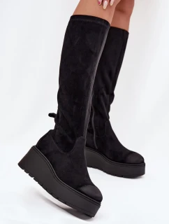 Dámské  Kolena Na Platformě A Klínu Černé model 21707958 - VINCEZA