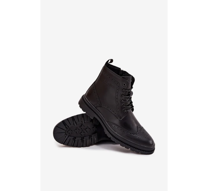 Kožené pánské kotníčkové boty Lee Cooper LCJ-25-33-3961 Černé