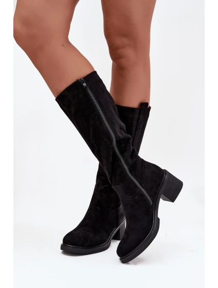 Dámské kozačky na blok Eko semiš černé Darisse Dámské kozačky na blok Eko semiš černé Darisse