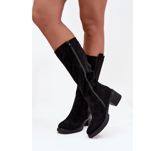 Dámské kozačky na blok Eko semiš černé Darisse Dámské kozačky na blok Eko semiš černé Darisse