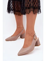 Dámské sandály s na podpatku Taupe model 22221087 - Zazoo Dámské sandály s na podpatku Taupe model 22221087 - Zazoo