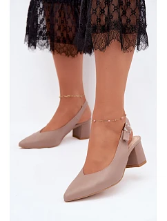Dámské sandály s na podpatku Taupe model 22221087 - Zazoo