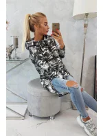 Mikina s dlhým chrbtom moro grey+black