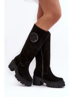 Damskie Zamszowe Kozaki Przed Kolano Czarne Lewski 3367 Damskie Zamszowe Kozaki Przed Kolano Czarne Lewski 3367