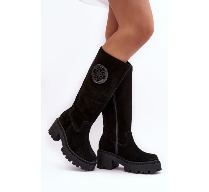 Damskie Zamszowe Kozaki Przed Kolano Czarne Lewski 3367 Damskie Zamszowe Kozaki Przed Kolano Czarne Lewski 3367