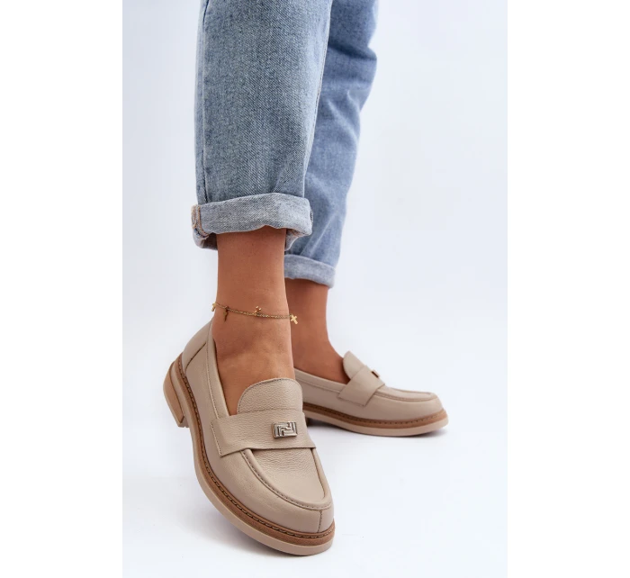 model 21648148 Dámské kožené mokasíny béžové - Zazoo