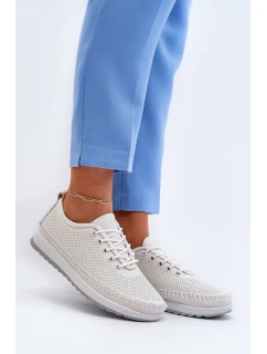 Kožené Sportovní Dámské Tenisky Beige model 21650400 - VINCEZA