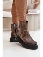 model 21669391 Dámské Kožené Kotníkové Boty Na Platformě Tmavě Béžové - Zazoo model 21669391 Dámské Kožené Kotníkové Boty Na Platformě Tmavě Béžové - Zazoo