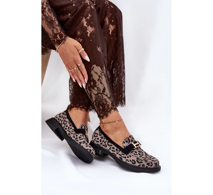 Kožené Lakované Mokasíny Leopard model 21691286 Černé - VINCEZA