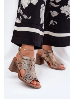 Dámské Sandály S Na Podpatku Zlaté model 21691810 - Boto