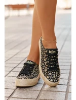 Wzorzyste Trampki Damskie Na Platformie Z Plecionką Lee Cooper LCW-25-08-3647L Czarne