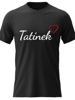 Pánské bavlněné tričko s potiskem - TATÍNEK - černé